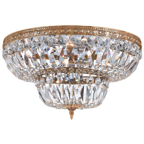 6 Light Olde Brass Traditional Ceiling Mount Draped In Clear Hand Cut Crystal - C193-724-OB-CL-MWP