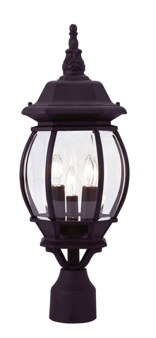 Livex Frontenac 3 Light Black Outdoor Post Lantern - C185-7526-04