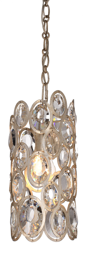 1 Light Distressed Twilight Eclectic Pendant Draped In Hand Cut Crystal  - C193-7580-DT