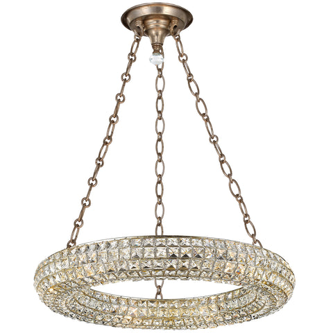 6 Light Distressed Twilight Glam  Crystal  Eclectic Chandelier Draped In Square Faceted Jewels Crystal - C193-7806-DT