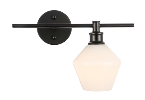 ZC121-LD2301BK - Living District: Gene 1 light Black and Frosted white glass right Wall sconce