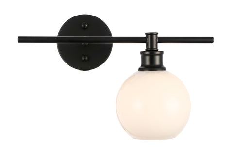 ZC121-LD2303BK - Living District: Collier 1 light Black and Frosted white glass right Wall sconce