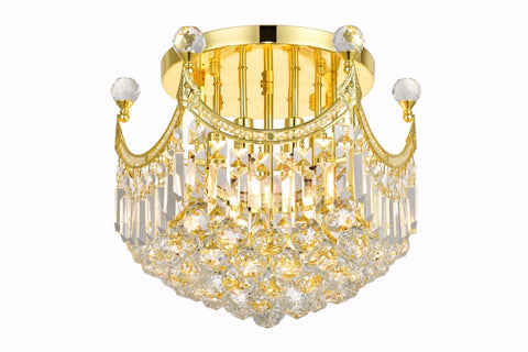 ZC121-V8949F16G/RC - Regency Lighting: Corona 6 light Gold Flush Mount Clear Royal Cut Crystal
