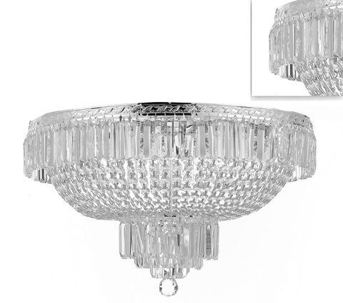 French Empire Crystal Semi Flush Basket Chandelier Chandeliers Lighting! H21" X W30" - F93-B102/FLUSH/CS/870/14