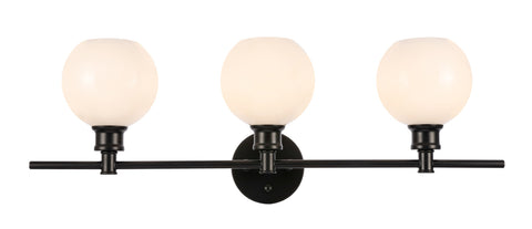ZC121-LD2319BK - Living District: Collier 3 light Black and Frosted white glass Wall sconce
