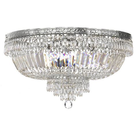 French Empire Crystal Semi Flush Basket Chandelier Chandeliers Lighting H18"X W24" - F93-B8/FLUSH/CS/870/9