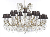 Swarovski Crystal Trimmed Chandelier Lighting Chandeliers H35" X W46" Great for The Foyer, Entry Way, Living Room, Family Room and More! w/Black Shades - A83-B62/BLACKSHADES/2MT/24+1SW