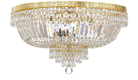 French Empire Crystal Semi Flush Basket Chandelier Chandeliers Lighting H18" XW24" - F93-B8/FLUSH/CG/870/9
