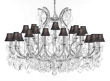 Swarovski Crystal Trimmed Chandelier Lighting Chandeliers H35" XW46" Great for The Foyer, Entry Way, Living Room, Family Room and More! w/Black Shades - A83-B62/CS/BLACKSHADES/2MT/24+1SW