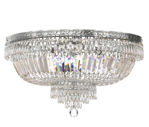 French Empire Crystal Semi Flush Basket Chandelier Chandeliers Lighting H21" XW30" - F93-B8/FLUSH/CS/870/14