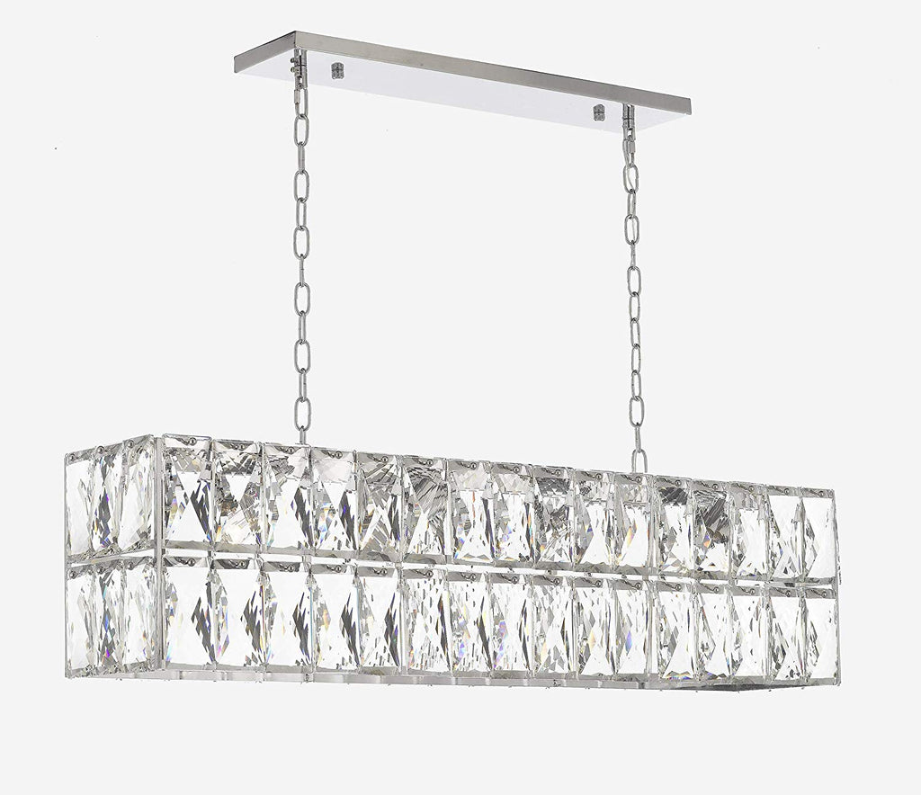 Crystal Nimbus Linear Chandelier Modern/Contemporary 41" Wide - Good for Dining Room Foyer Entryway Family Room and More! - G7-8091/8