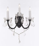 Swarovski Crystal Trimmed Wrought Iron Wall Sconce! W 11.5" H 14" D 17" - G83-3/556SW