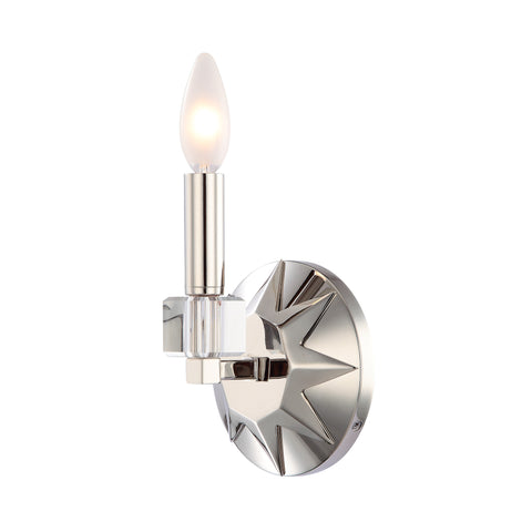 1 Light Polished Nickel Modern Sconce Draped In Crystal Cubes - C193-8851-PN