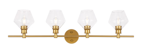 ZC121-LD2320BR - Living District: Gene 4 light Brass and Clear glass Wall sconce