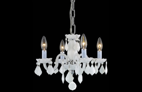 C121-7804D15WH-WH/RC - Regency Lighting: Baroque 4 light white Pendant White Royal Cut Crystal