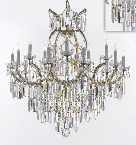 Maria Theresa Chandelier Crystal Lighting Chandeliers with Optical Quality Fringe Prisms! Great for the Dining Room, Foyer, Entry Way, Living Room! H38" X W37" - A83-B8/21510/15+1