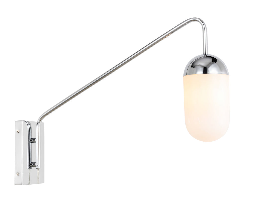 ZC121-LD6177C - Living District: Kace 1 light Chrome and frosted white glass wall sconce