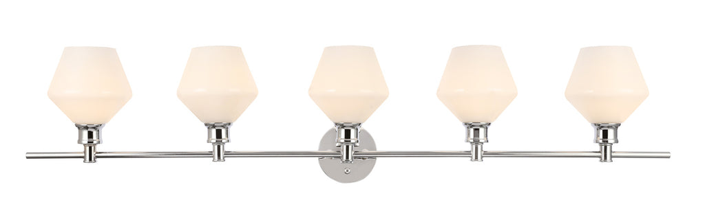 ZC121-LD2325C - Living District: Gene 5 light Chrome and Frosted white glass Wall sconce