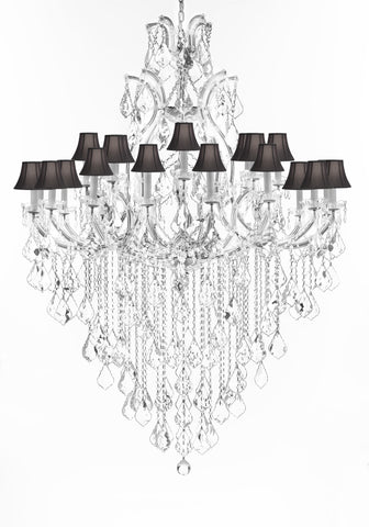 Swarovski Crystal Trimmed Chandelier Lighting Chandeliers H65"XW46" Great for the Foyer, Entry Way, Living Room, Family Room and More w/Black Shades - A83-B12/BLACKSHADES/CS/52/2MT/24+1SW