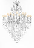Swarovski Crystal Trimmed Chandelier Lighting Chandeliers H65"XW46" Great for the Foyer, Entry Way, Living Room, Family Room and More w/White Shades - A83-B12/WHITESHADES/CS/52/2MT/24+1SW