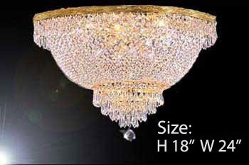 Swarovski Crystal Trimmed Chandelier French Empire Crystal Semi Flush Basket Chandelier H18" X W24" - A93-Flush/Cg/870/9Sw