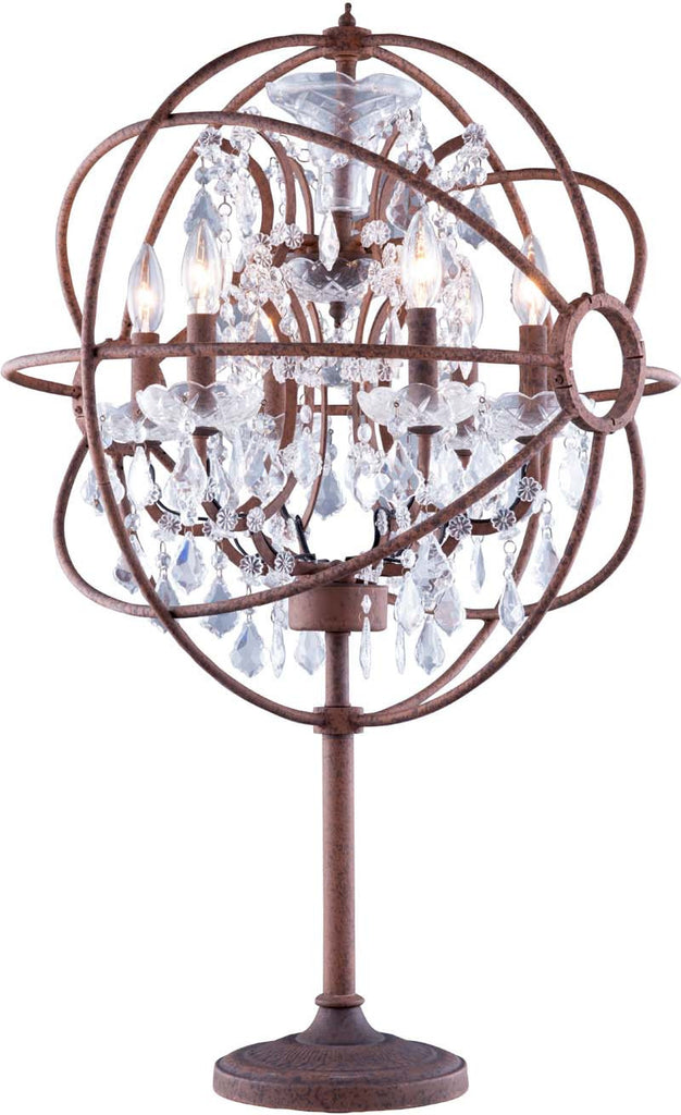 C121-1130TL21RI/RC By Elegant Lighting Urban Collection 6 Light tabel Lamp Red Rusted Painted Finish