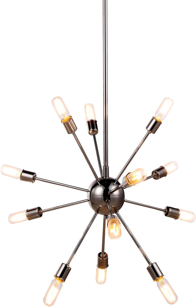 C121-1134D30PN By Elegant Lighting - Cork Collection Polished Nickel Finish 12 Lights Pendant Lamp