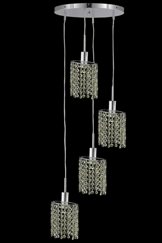 C121-1384D-R-E-TO/RC By Elegant Lighting Mini Collection 4 Light Chandeliers Chrome Finish
