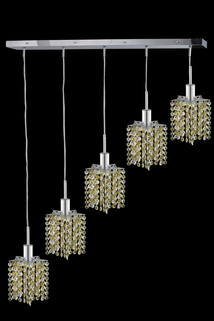 C121-1385D-O-P-GT/RC By Elegant Lighting Mini Collection 5 Light Chandeliers Chrome Finish
