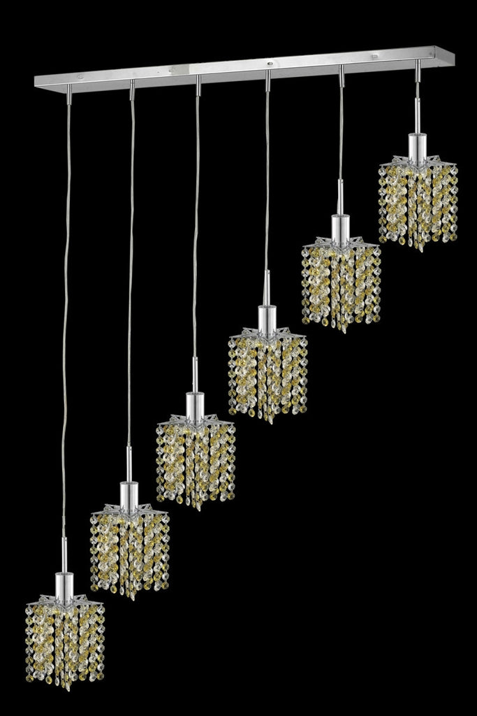C121-1386D-O-P-RO/RC By Elegant Lighting Mini Collection 6 Light Chandeliers Chrome Finish