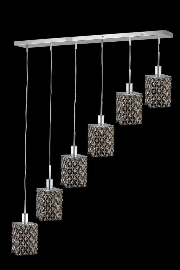 C121-1386D-O-S-LP/RC By Elegant Lighting Mini Collection 6 Light Chandeliers Chrome Finish