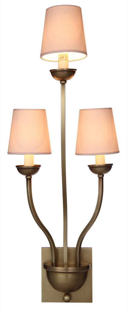C121-1400W3BB By Elegant Lighting - Vineland Collection Burnished Brass Finish 3 Lights Wall Sconce