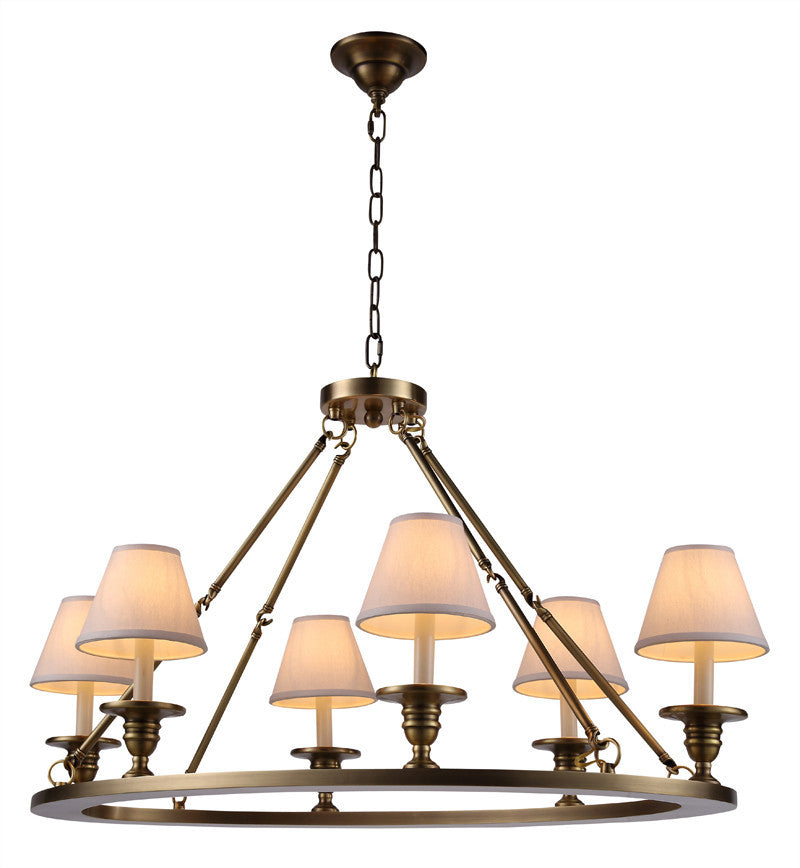 C121-1402D36BB By Elegant Lighting - Chester Collection Burnished Brass Finish 6 Lights Pendant lamp