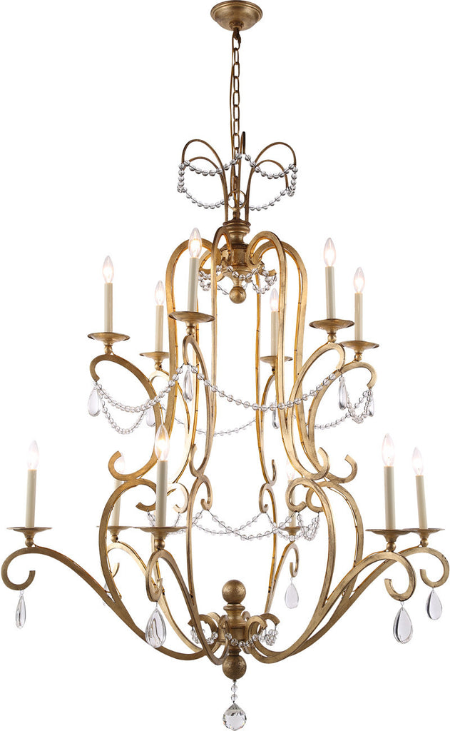 C121-1420G43GI By Elegant Lighting - Sarina Collection Golden Iron Finish 12 Lights Pendant Lamp
