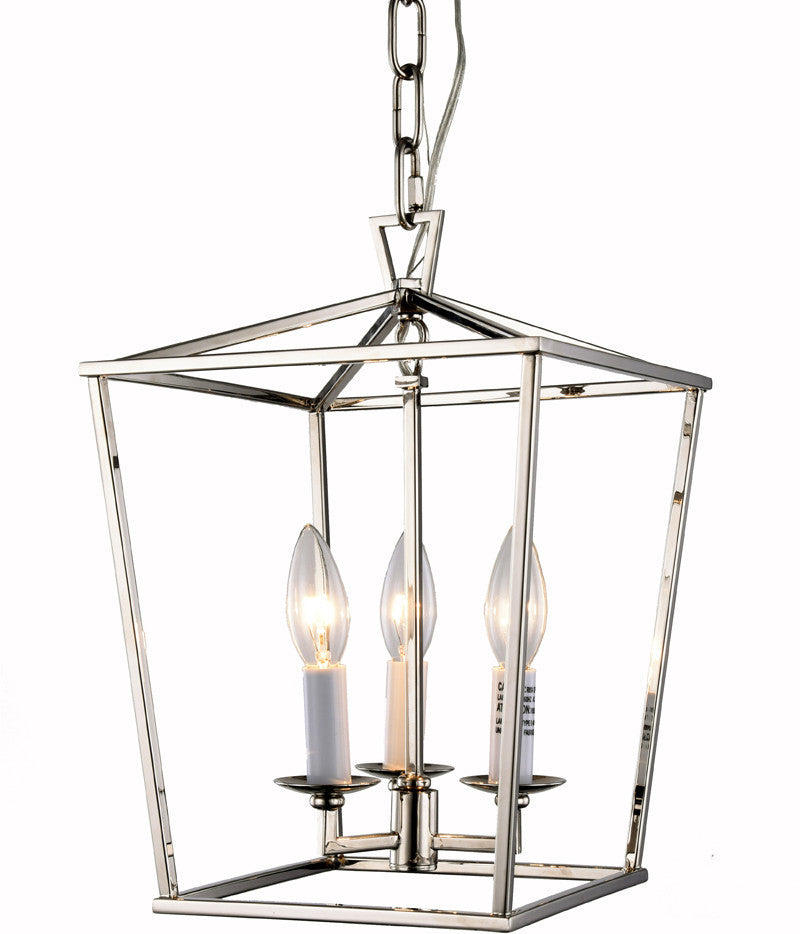C121-1422D9PN By Elegant Lighting - Denmark Collection Polished Nickel Finish 3 Lights Pendant Lamp