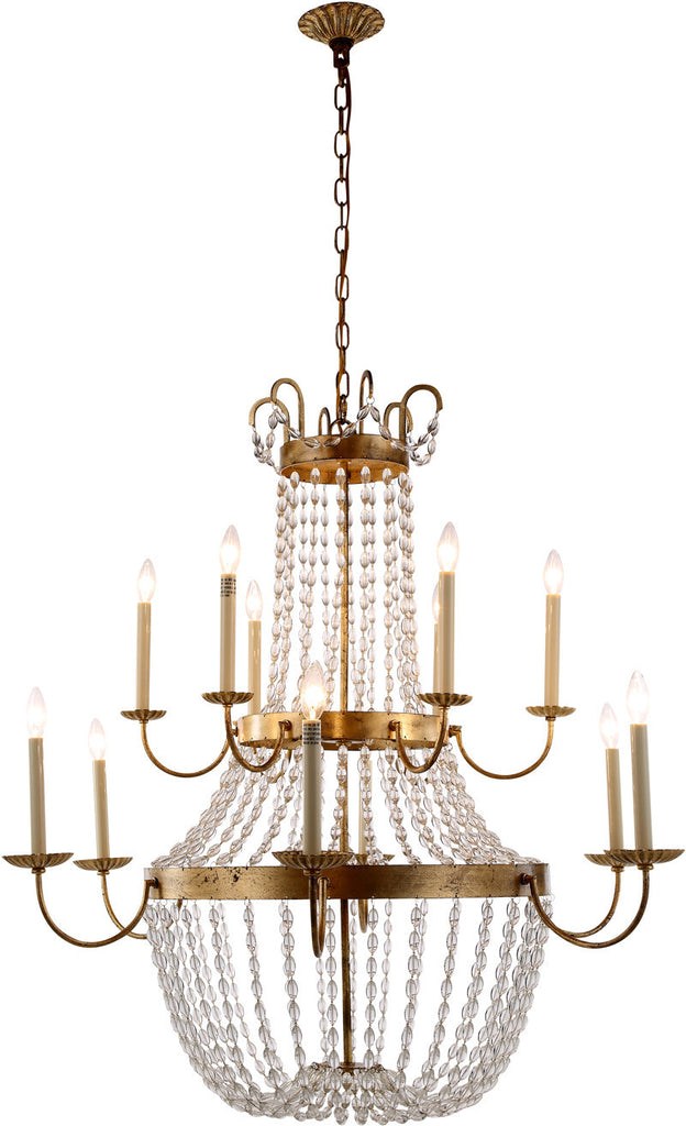 C121-1433G39GI By Elegant Lighting - Roma Collection Golden Iron Finish 12 Lights Pendant Lamp