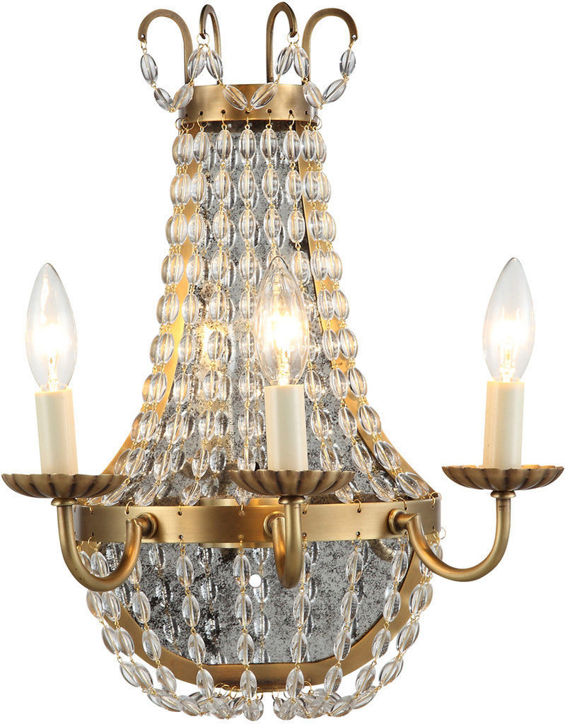 C121-1433W13BB By Elegant Lighting - Roma Collection Burnished Brass Finish 3 Lights Wall Sconce