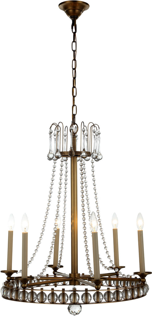 C121-1434D22BB By Elegant Lighting - Leonardo Collection Burnished Brass Finish 6 Lights Pendant Lamp