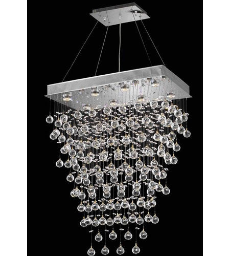 C121-2021D28C(LED)/RC By Elegant Lighting Galaxy Collection 10 Light Dining Room Chrome Finish