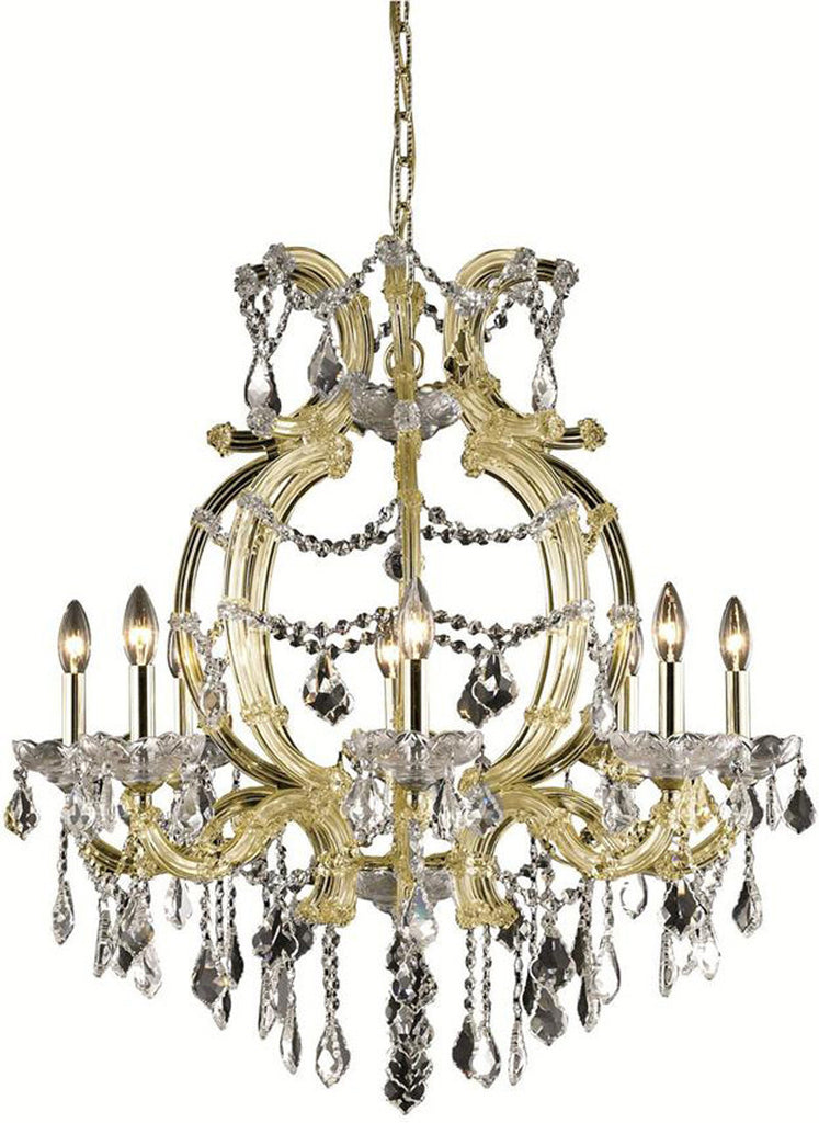 C121-2800D28G/EC By Elegant Lighting - Maria Theresa Collection Gold Finish 8 Lights Dining Room