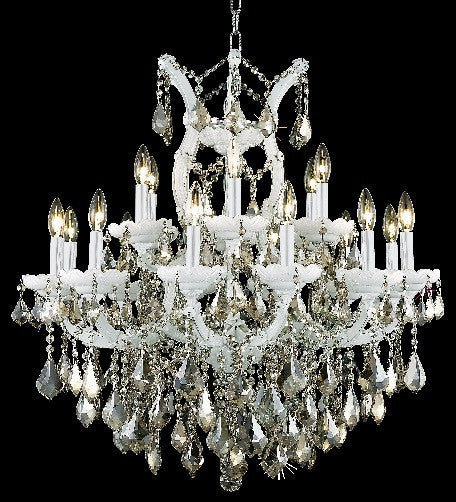 C121-2800D30WH-GT/RC By Elegant Lighting Maria Theresa Collection 19 Light Chandeliers White Finish