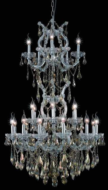C121-2801D30SC-GT/RC By Elegant Lighting Maria Theresa Collection 25 Light Chandeliers Chrome Finish