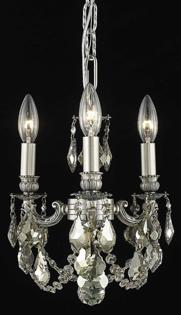 C121-9103D10PW-GT/RC By Elegant Lighting Lillie Collection 3 Light Chandeliers Pewter Finish