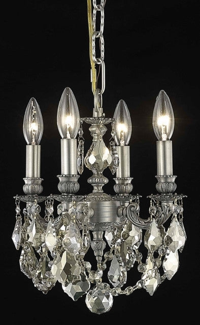 C121-9104D10PW-GT/RC By Elegant Lighting Lillie Collection 4 Light Chandeliers Pewter Finish