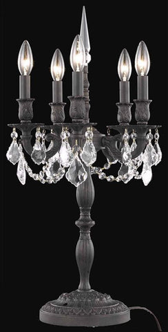 C121-9205TL13DB/RC By Elegant Lighting Rosalia Collection 5 Light Table Lamp Dark Bronze Finish