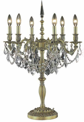 C121-9206TL20AB/RC By Elegant Lighting Rosalia Collection 6 Light Table Lamp Antique Bronze Finish