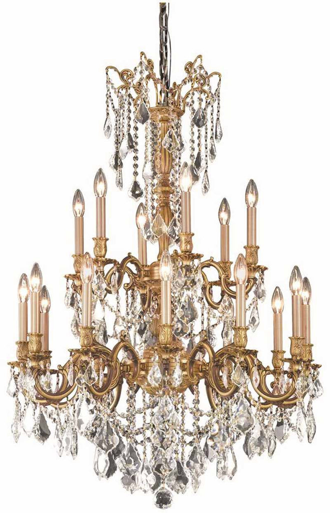 C121-9218D32FG/RC By Elegant Lighting Rosalia Collection 18 Light Dining Room French Gold Finish