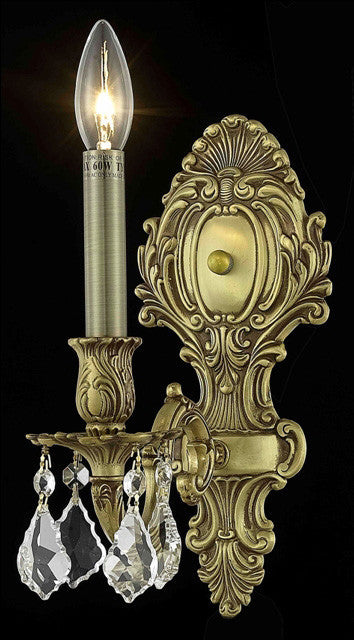 C121-9601W5FG/RC By Elegant Lighting Monarch Collection 1 Light Wall Sconces French Gold Finish