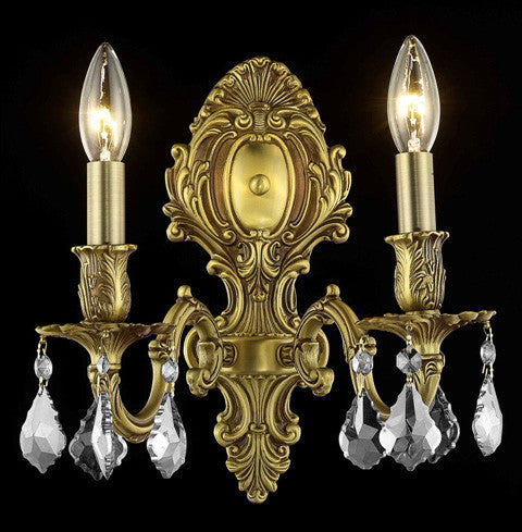 ZC121-9602W10FG/EC By Regency Lighting Monarch Collection 2 Light Wall Sconces French Gold Finish
