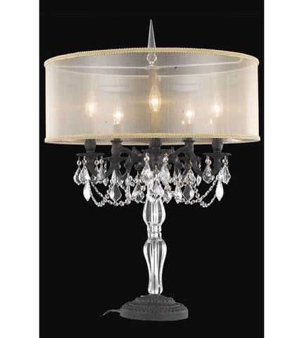 C121-9605TL18DB+SH-1R24G/RC By Elegant Lighting Monarch Collection 5 Light Table Lamp Dark Bronze Finish